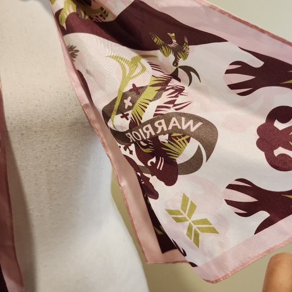 Floral Pink and Brown Women' Silky Warrior Cancer Scarf Wrap - Picture 6 of 6